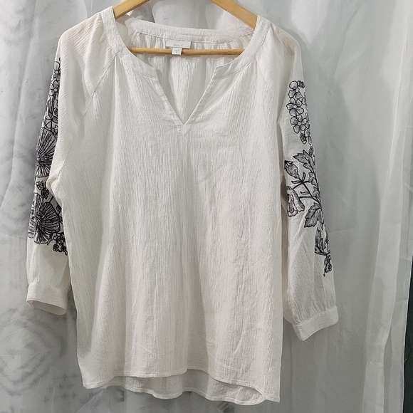 Purejill White Embroidered Women's Top SizeM - Picture 2 of 7